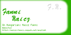 fanni maicz business card